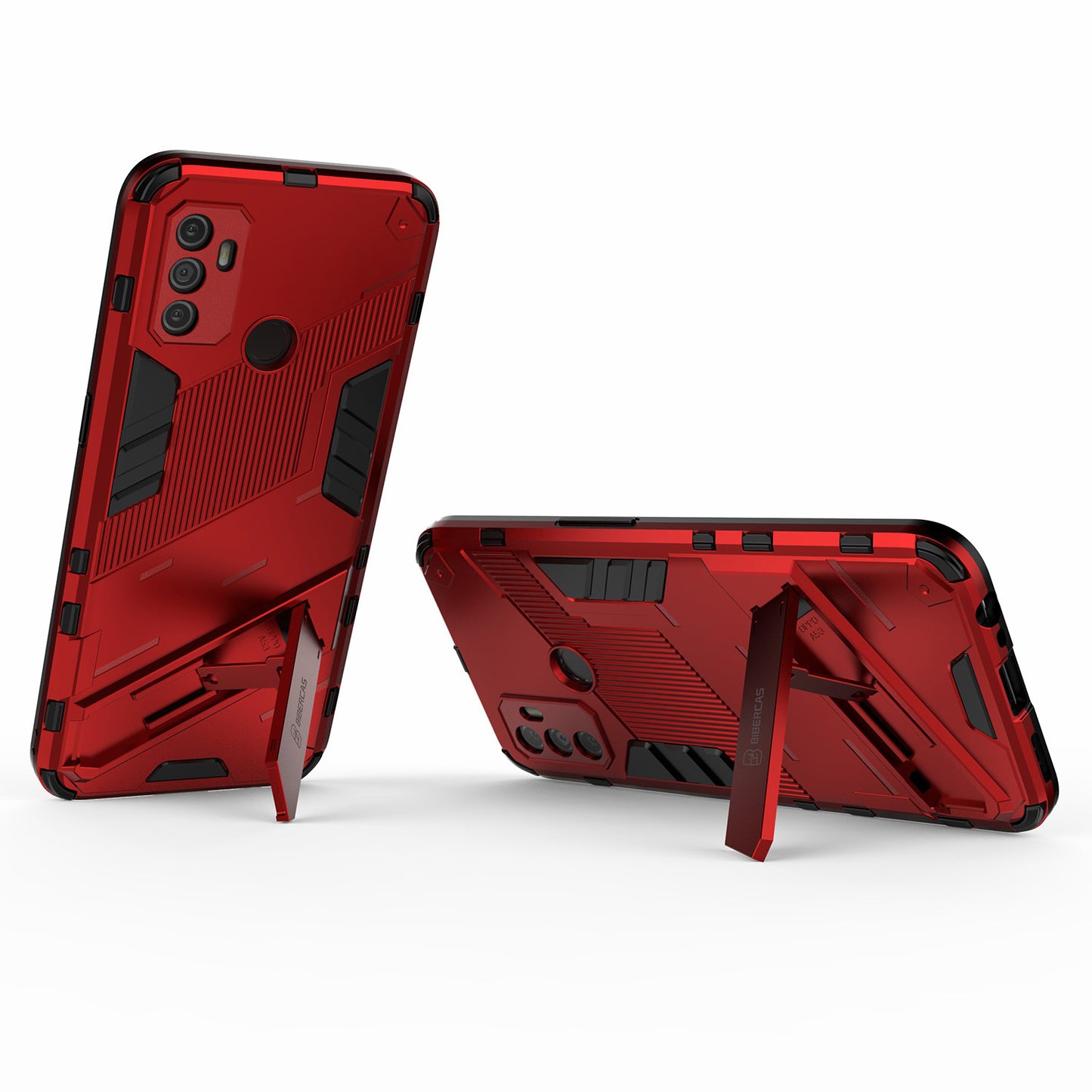 Shockproof PC + TPU Hybrid Phone Case Cover with Kickstand for Oppo A53 4G