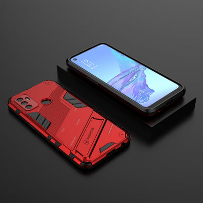 Shockproof PC + TPU Hybrid Phone Case Cover with Kickstand for Oppo A53 4G