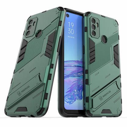 Shockproof PC + TPU Hybrid Phone Case Cover with Kickstand for Oppo A53 4G