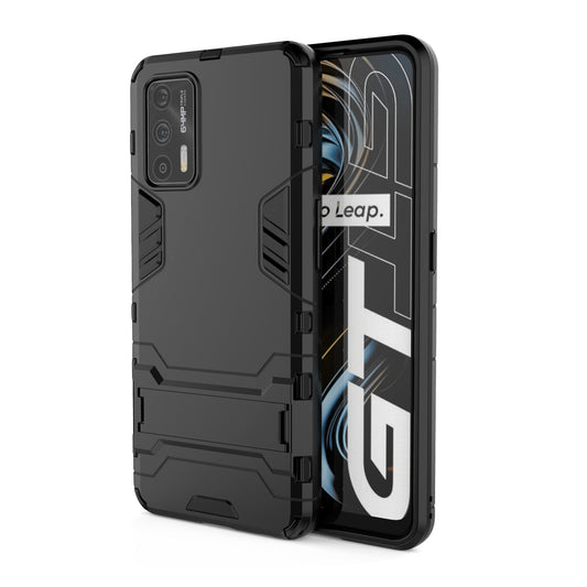 2 in 1 Plastic + TPU Combo Hybrid Phone Protector Cover Case with Kickstand for Realme GT 5G
