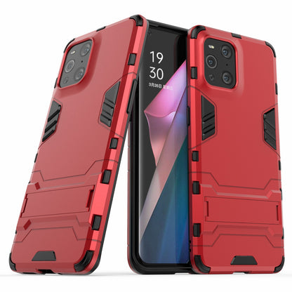 2 in 1 Full Protection Plastic + TPU Combo Hybrid Phone Protector Cover Case with Kickstand for Oppo Find X3/Find X3 Pro