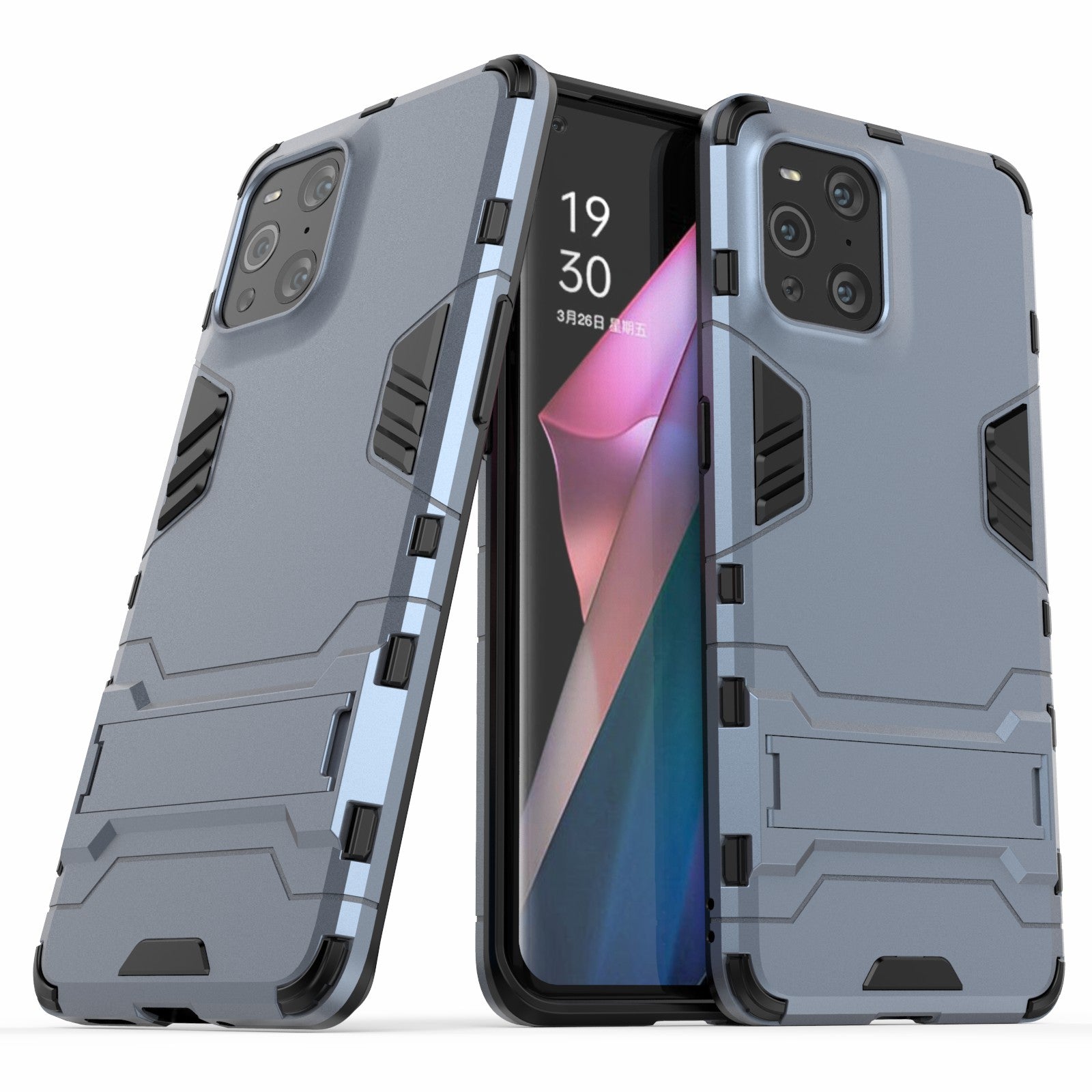 2 in 1 Full Protection Plastic + TPU Combo Hybrid Phone Protector Cover Case with Kickstand for Oppo Find X3/Find X3 Pro