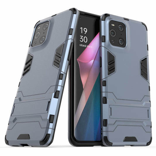 2 in 1 Full Protection Plastic + TPU Combo Hybrid Phone Protector Cover Case with Kickstand for Oppo Find X3/Find X3 Pro