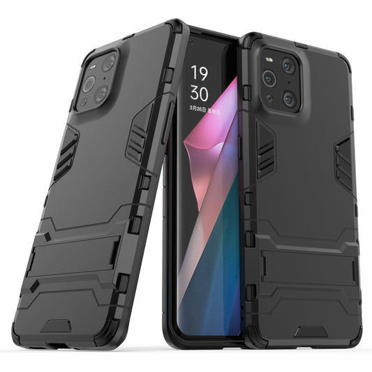2 in 1 Full Protection Plastic + TPU Combo Hybrid Phone Protector Cover Case with Kickstand for Oppo Find X3/Find X3 Pro