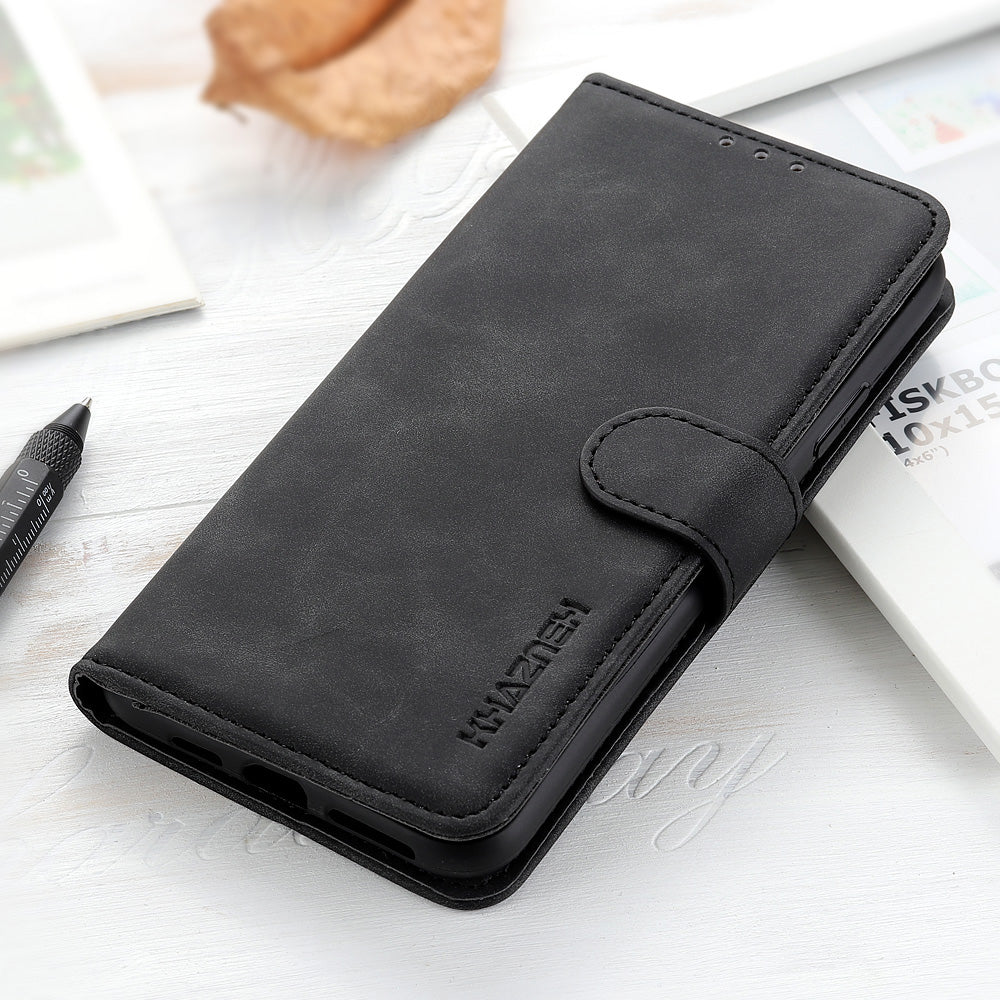 KHAZNEH Magnetic Clasp Wallet Design Retro Style PU Leather Case for Oppo A94/F19 Pro/Reno5 F