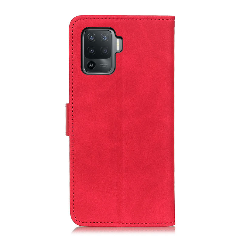KHAZNEH Magnetic Clasp Wallet Design Retro Style PU Leather Case for Oppo A94/F19 Pro/Reno5 F