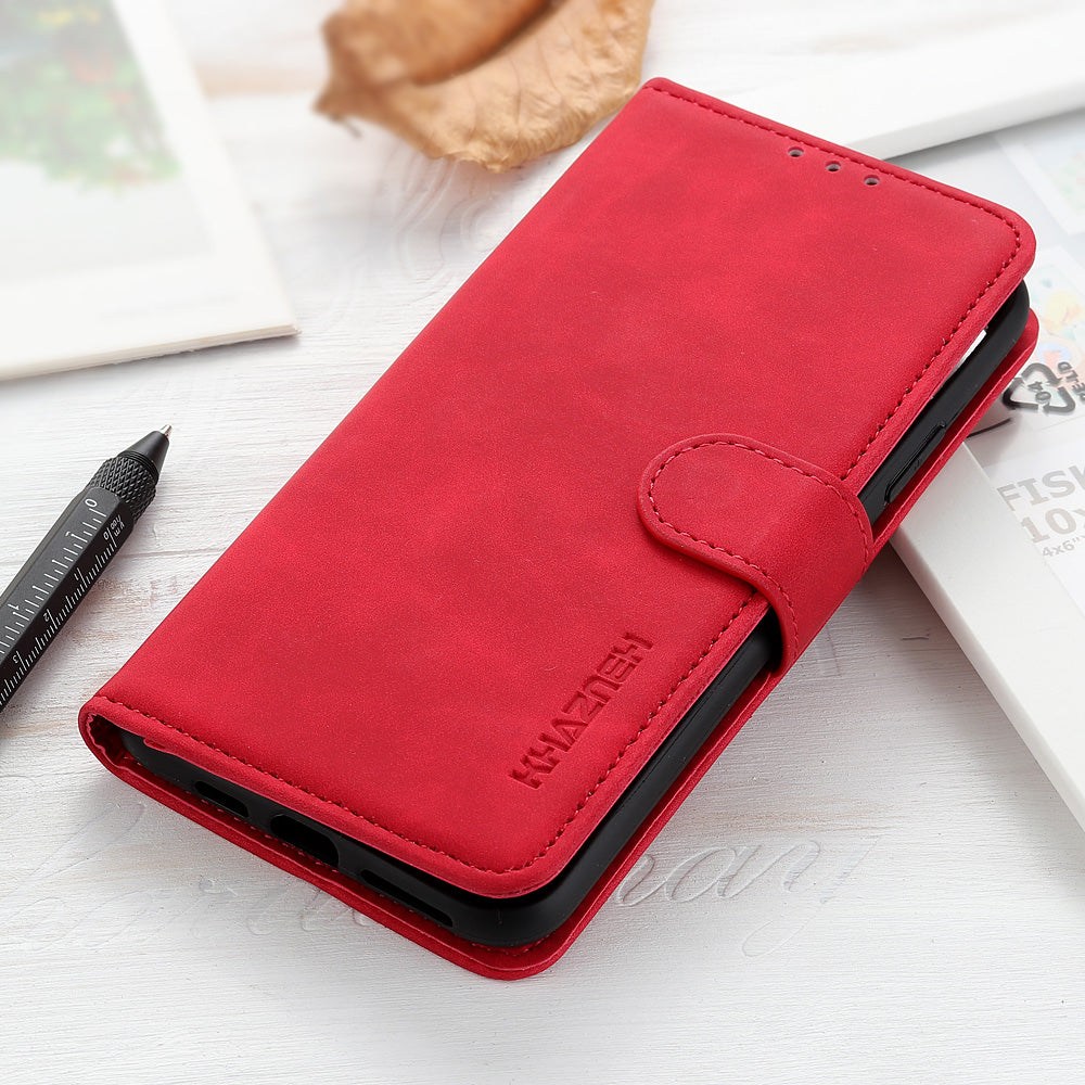 KHAZNEH Magnetic Clasp Wallet Design Retro Style PU Leather Case for Oppo A94/F19 Pro/Reno5 F