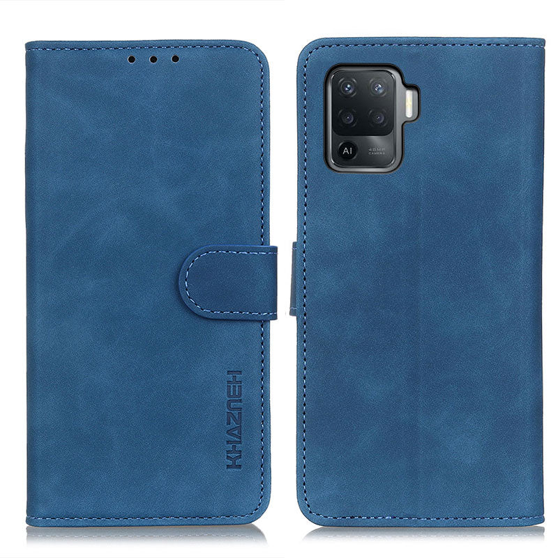 KHAZNEH Magnetic Clasp Wallet Design Retro Style PU Leather Case for Oppo A94/F19 Pro/Reno5 F