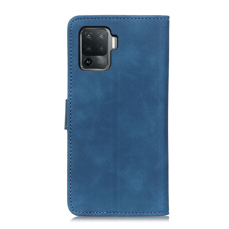 KHAZNEH Magnetic Clasp Wallet Design Retro Style PU Leather Case for Oppo A94/F19 Pro/Reno5 F