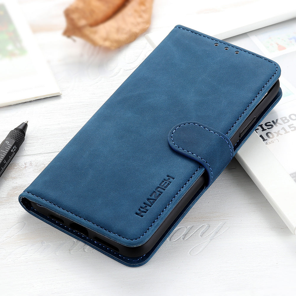 KHAZNEH Magnetic Clasp Wallet Design Retro Style PU Leather Case for Oppo A94/F19 Pro/Reno5 F