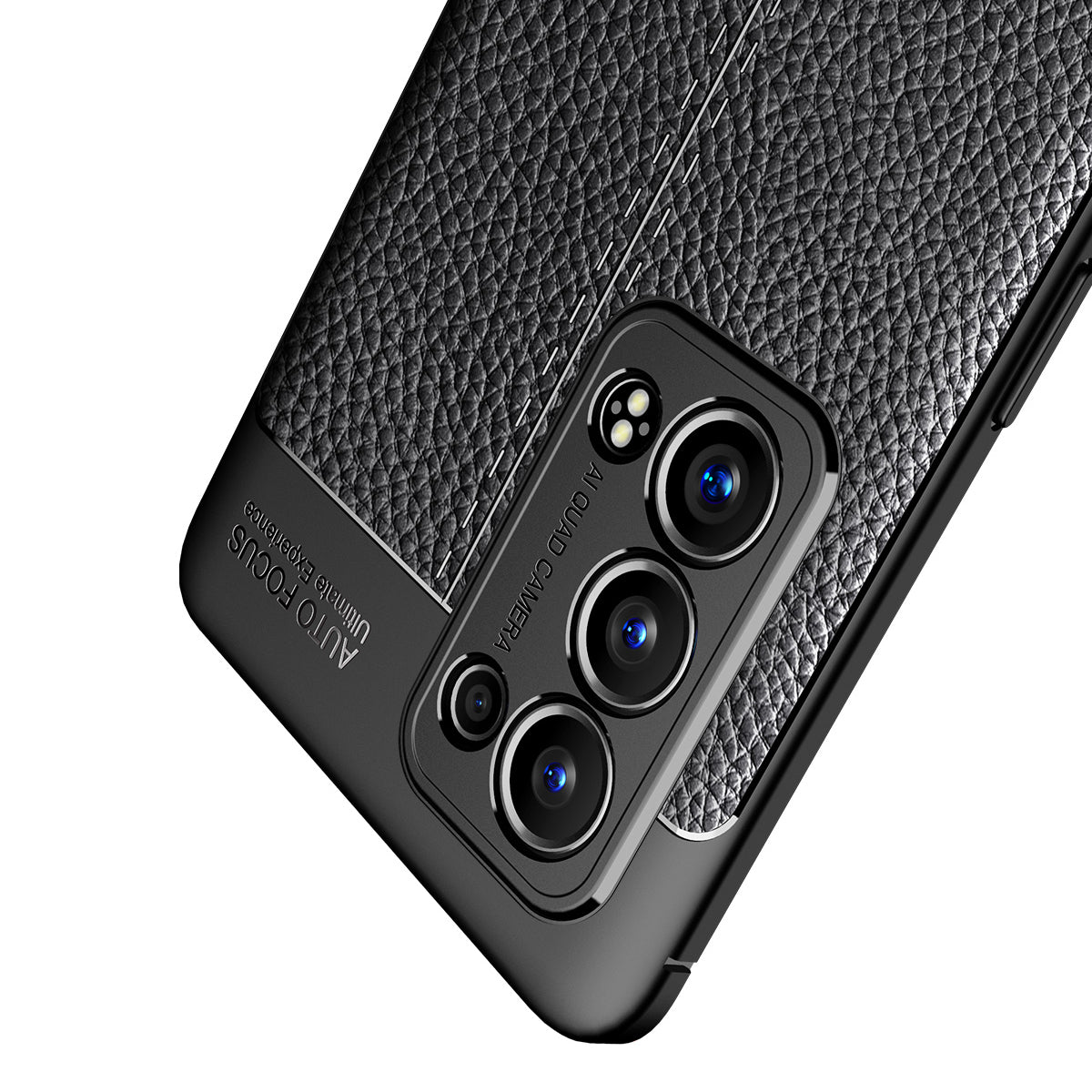 Litchi Texture Full Coverage Leather Flexible TPU Protective Back Cover Case for Oppo Reno6 Pro+ 5G/Pro 5G (Snapdragon)