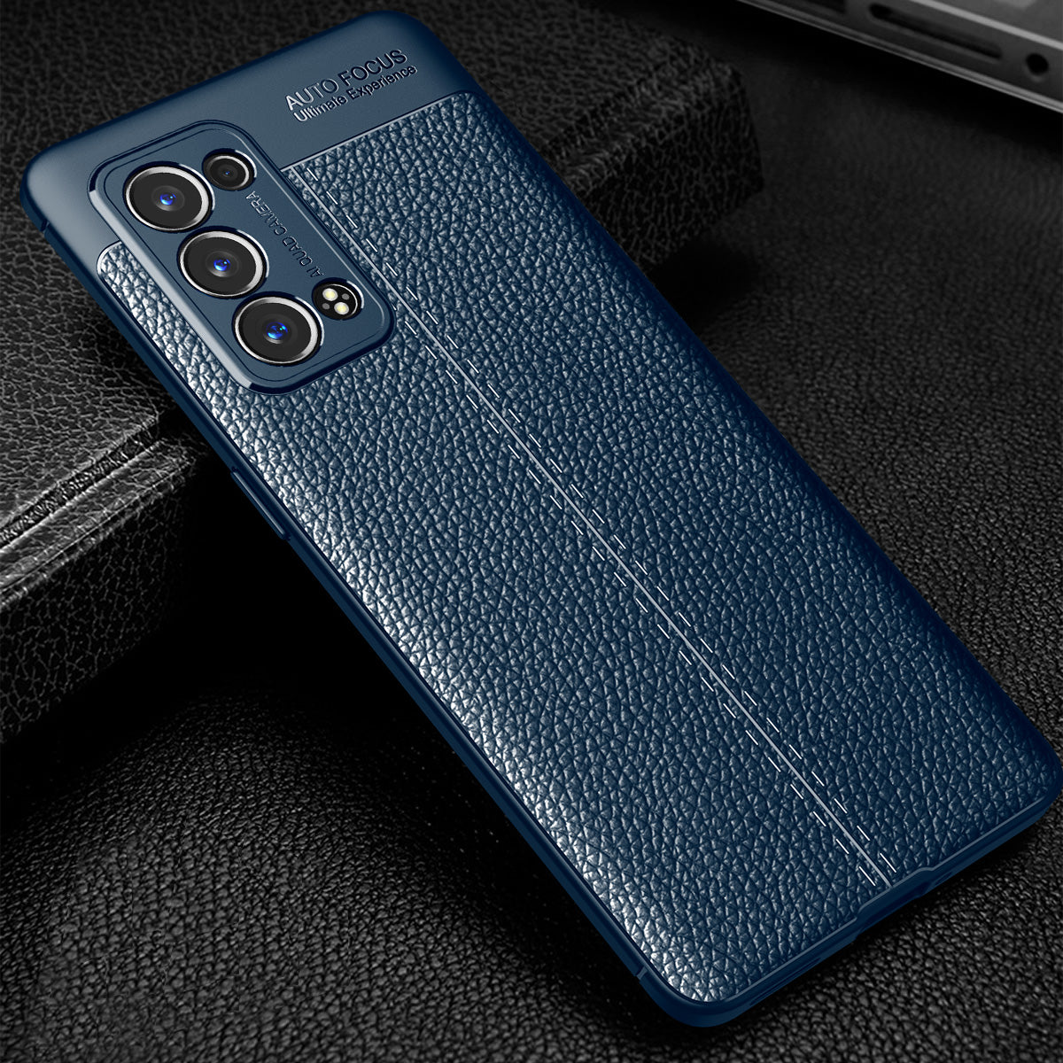 Litchi Texture Full Coverage Leather Flexible TPU Protective Back Cover Case for Oppo Reno6 Pro+ 5G/Pro 5G (Snapdragon)