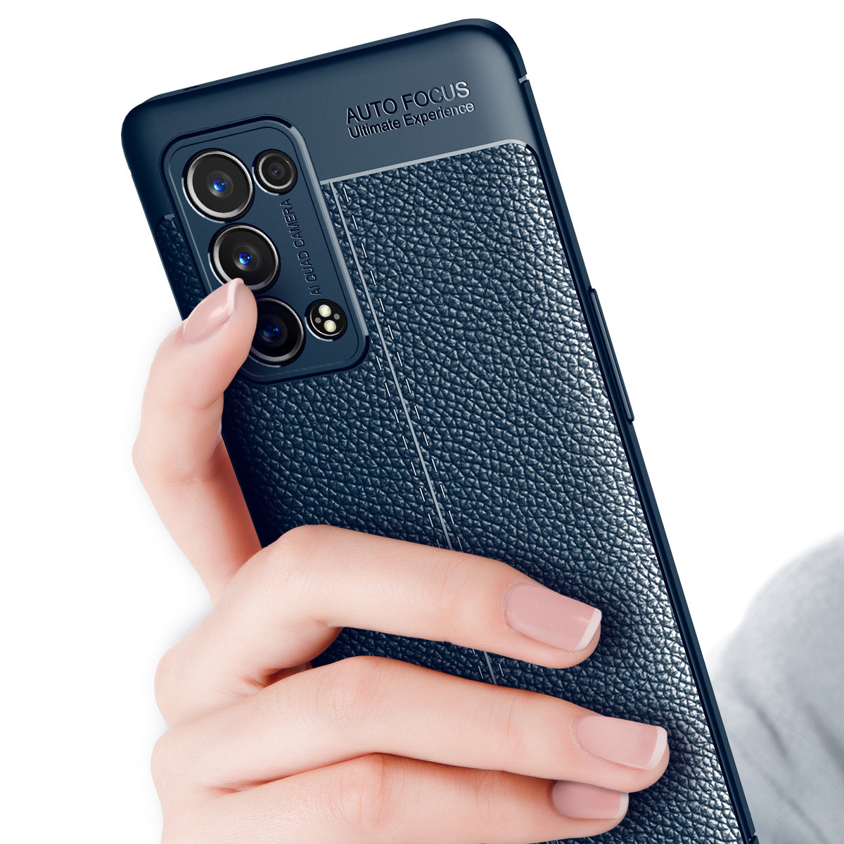 Litchi Texture Full Coverage Leather Flexible TPU Protective Back Cover Case for Oppo Reno6 Pro+ 5G/Pro 5G (Snapdragon)