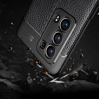 Litchi Texture Full Coverage Leather Flexible TPU Protective Back Cover Case for Oppo Reno6 Pro+ 5G/Pro 5G (Snapdragon)
