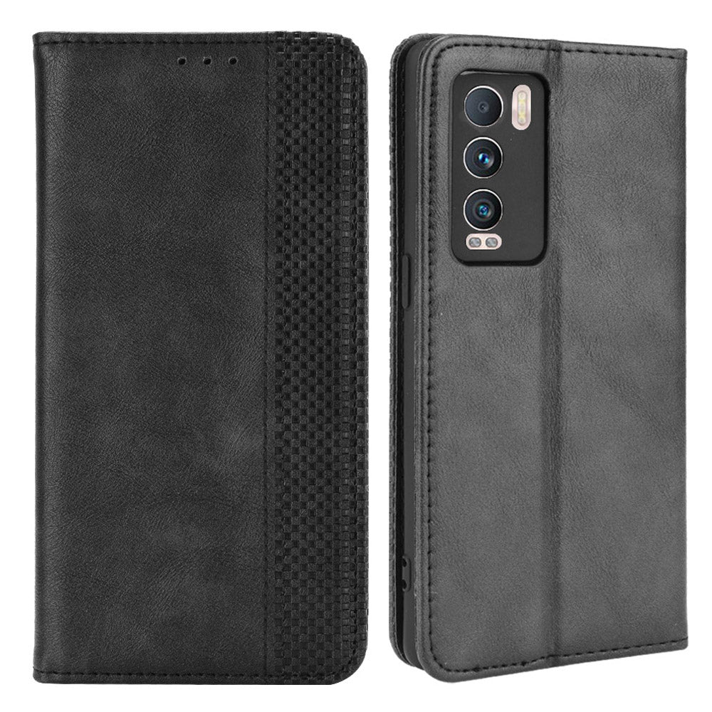 Retro Surface Well-Protected Anti-Drop Auto-Absorbed Leather Phone Wallet Stand Case Cover for Realme GT Explorer Master