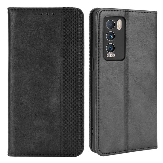 Retro Surface Well-Protected Anti-Drop Auto-Absorbed Leather Phone Wallet Stand Case Cover for Realme GT Explorer Master