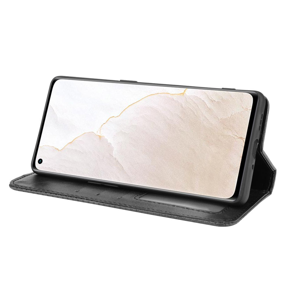 Retro Surface Well-Protected Anti-Drop Auto-Absorbed Leather Phone Wallet Stand Case Cover for Realme GT Explorer Master