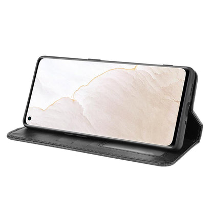 Retro Surface Well-Protected Anti-Drop Auto-Absorbed Leather Phone Wallet Stand Case Cover for Realme GT Explorer Master