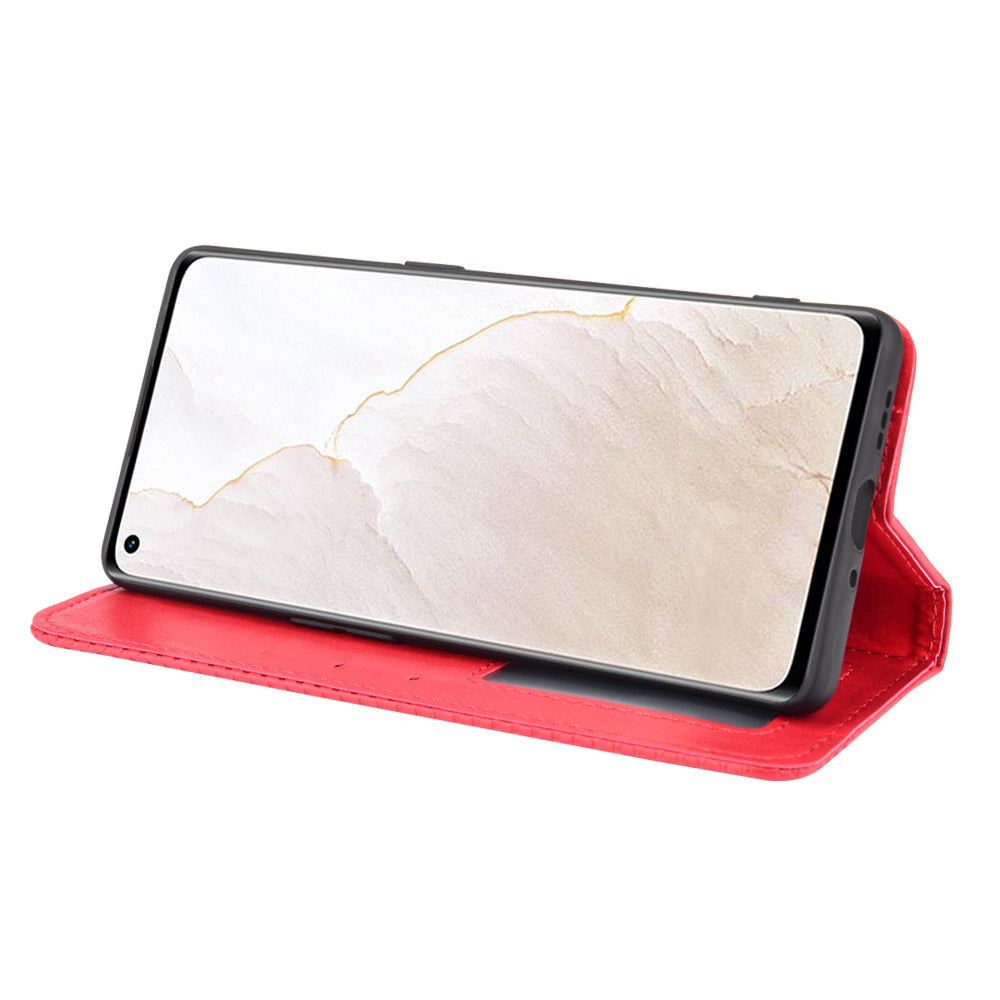 Retro Surface Well-Protected Anti-Drop Auto-Absorbed Leather Phone Wallet Stand Case Cover for Realme GT Explorer Master