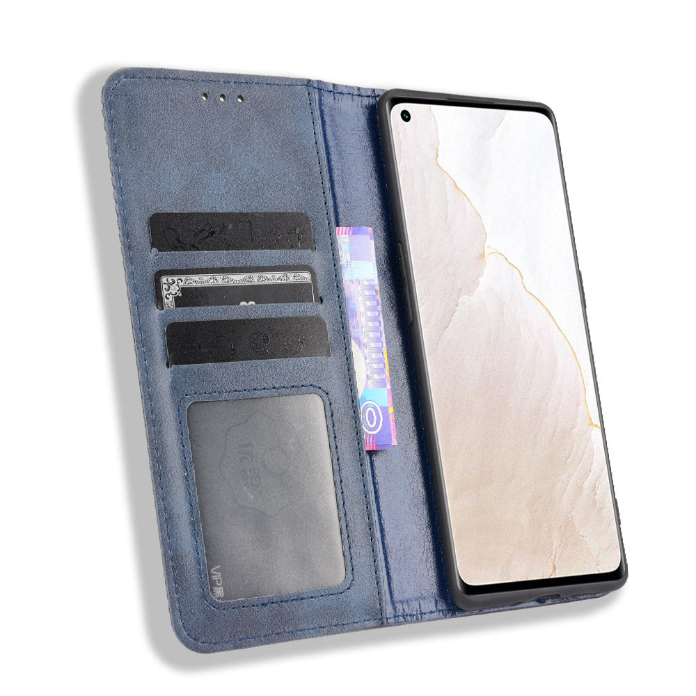 Retro Surface Well-Protected Anti-Drop Auto-Absorbed Leather Phone Wallet Stand Case Cover for Realme GT Explorer Master