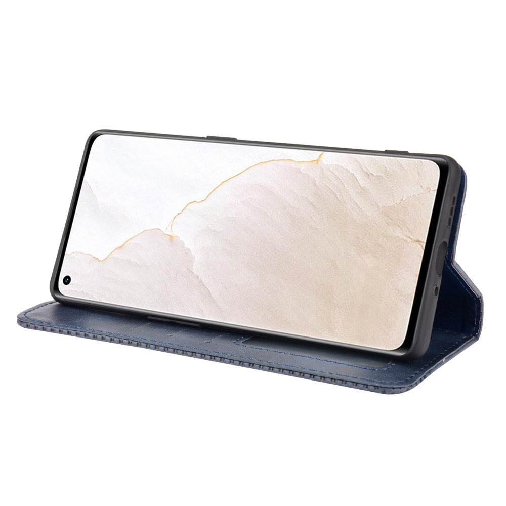 Retro Surface Well-Protected Anti-Drop Auto-Absorbed Leather Phone Wallet Stand Case Cover for Realme GT Explorer Master