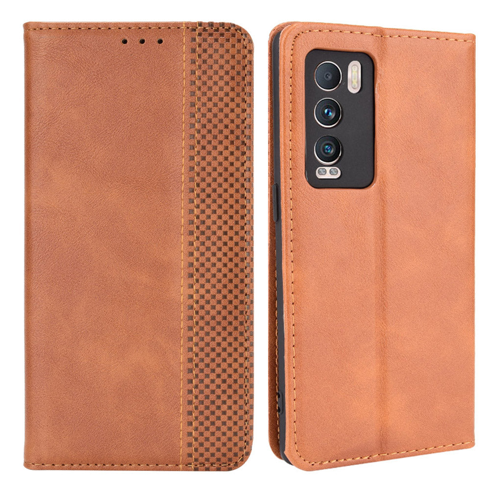 Retro Surface Well-Protected Anti-Drop Auto-Absorbed Leather Phone Wallet Stand Case Cover for Realme GT Explorer Master