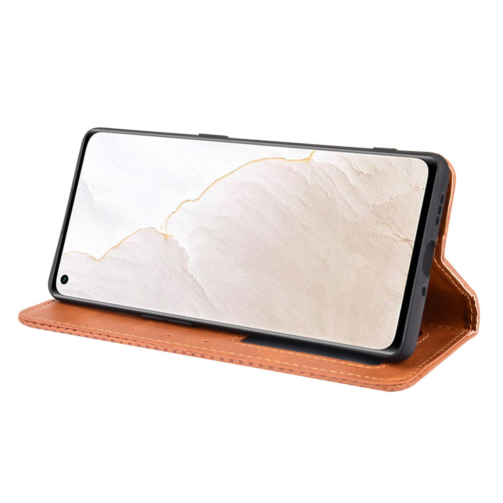 Retro Surface Well-Protected Anti-Drop Auto-Absorbed Leather Phone Wallet Stand Case Cover for Realme GT Explorer Master