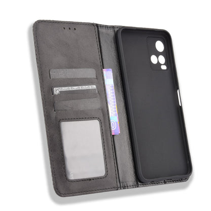 Retro Textured Surface Magnetic Automatic Closing for vivo Y33s/Y21/Y21s Leather Phone Wallet Stand Cover