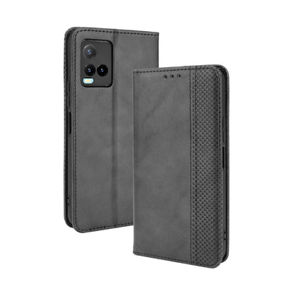 Retro Textured Surface Magnetic Automatic Closing for vivo Y33s/Y21/Y21s Leather Phone Wallet Stand Cover