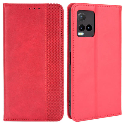 Retro Textured Surface Magnetic Automatic Closing for vivo Y33s/Y21/Y21s Leather Phone Wallet Stand Cover