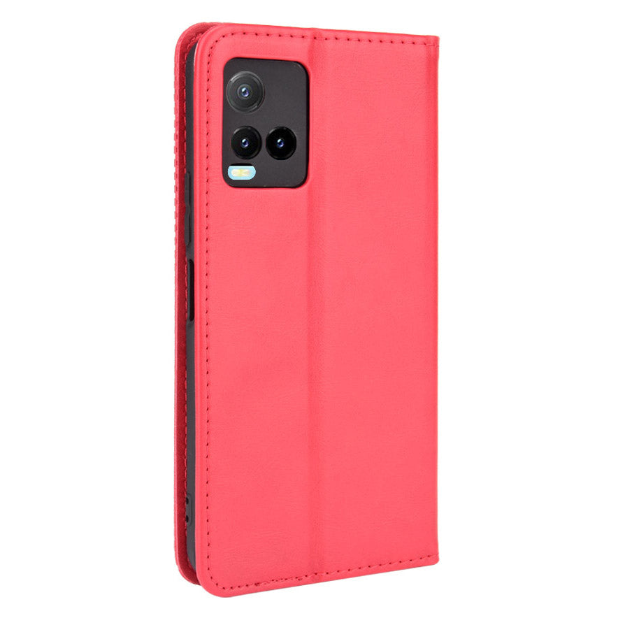 Retro Textured Surface Magnetic Automatic Closing for vivo Y33s/Y21/Y21s Leather Phone Wallet Stand Cover