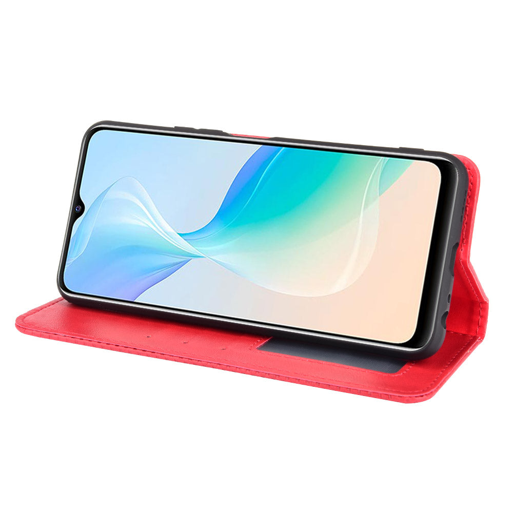 Retro Textured Surface Magnetic Automatic Closing for vivo Y33s/Y21/Y21s Leather Phone Wallet Stand Cover