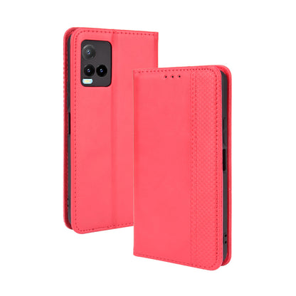 Retro Textured Surface Magnetic Automatic Closing for vivo Y33s/Y21/Y21s Leather Phone Wallet Stand Cover