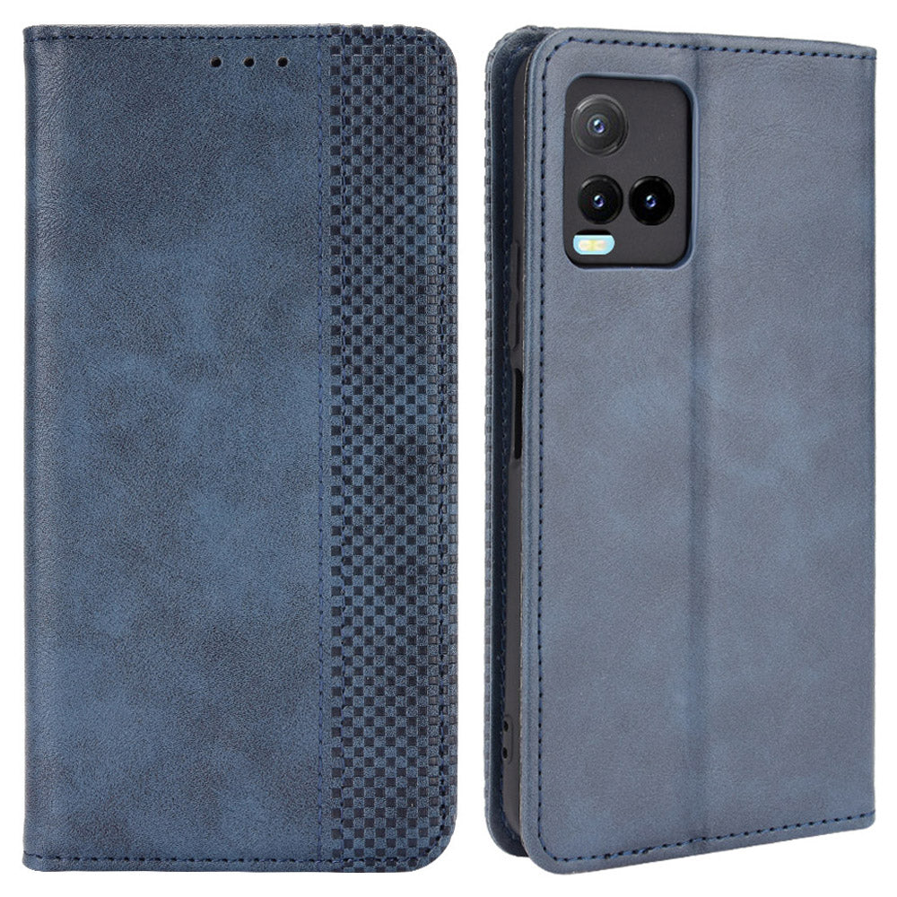 Retro Textured Surface Magnetic Automatic Closing for vivo Y33s/Y21/Y21s Leather Phone Wallet Stand Cover