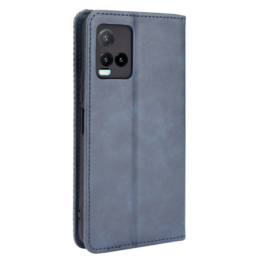 Retro Textured Surface Magnetic Automatic Closing for vivo Y33s/Y21/Y21s Leather Phone Wallet Stand Cover