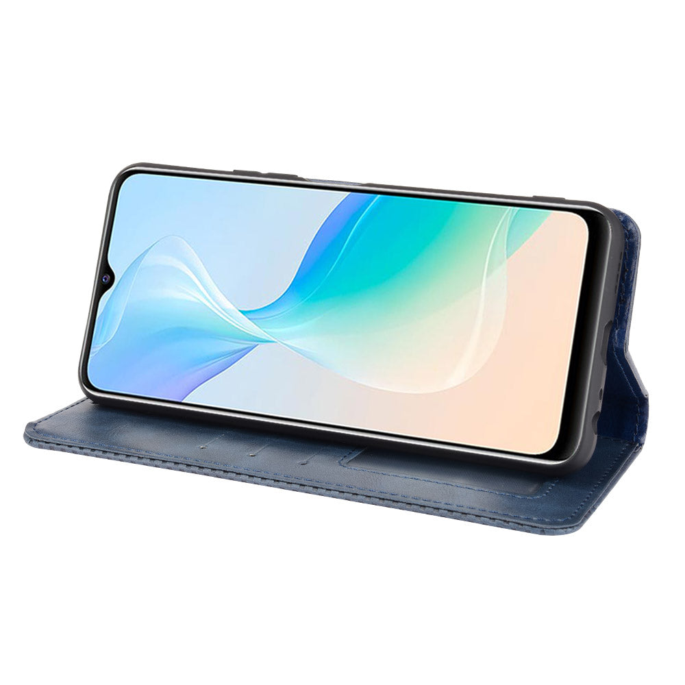 Retro Textured Surface Magnetic Automatic Closing for vivo Y33s/Y21/Y21s Leather Phone Wallet Stand Cover