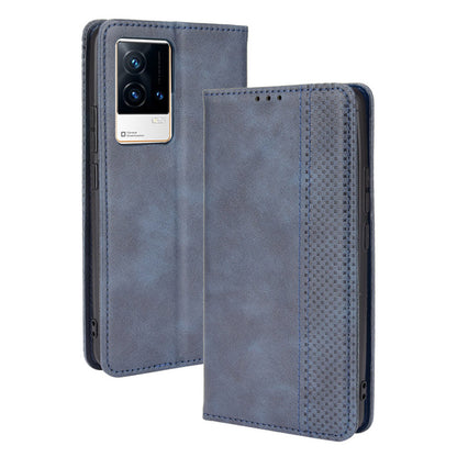 Retro Textured Surface Anti-Drop Phone Leather Case Wallet Stand Cover for vivo iQOO 8
