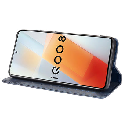 Retro Textured Surface Anti-Drop Phone Leather Case Wallet Stand Cover for vivo iQOO 8
