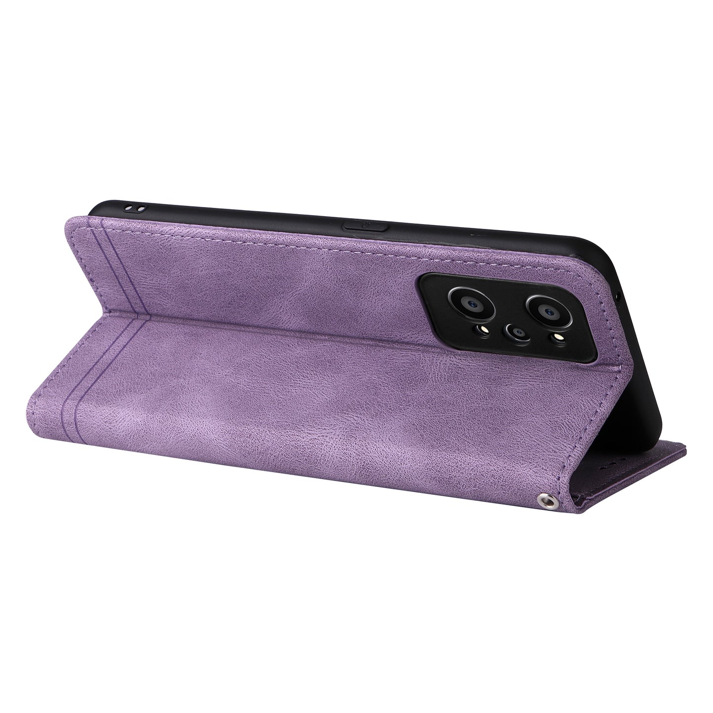 Retro Tree Pattern Metal Button Decor Stand Wallet PU Leather Phone Case Cover for Realme GT Neo2 5G/GT Neo 3T 5G