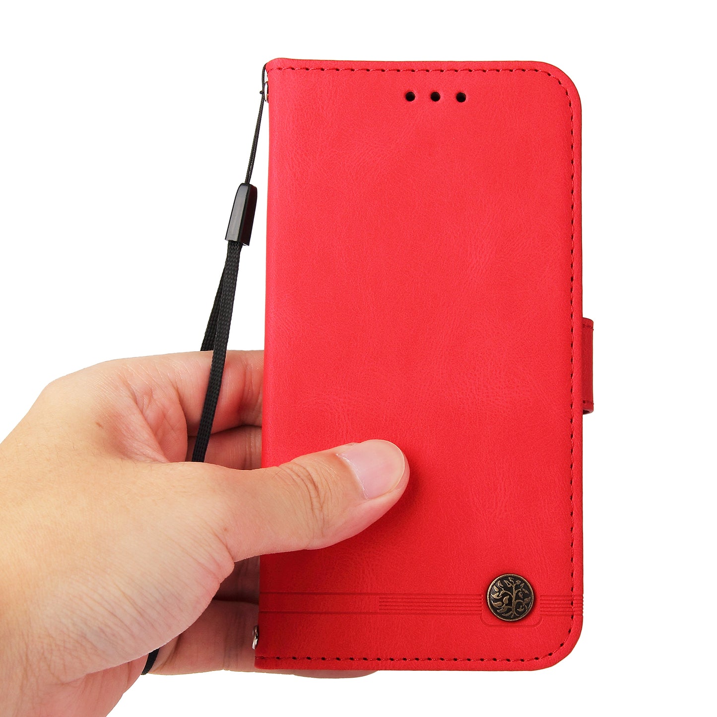 Retro Tree Pattern Metal Button Decor Stand Wallet PU Leather Phone Case Cover for Realme GT Neo2 5G/GT Neo 3T 5G