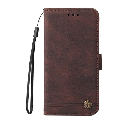 Retro Tree Pattern Metal Button Decor Stand Wallet PU Leather Phone Case Cover for Realme GT Neo2 5G/GT Neo 3T 5G