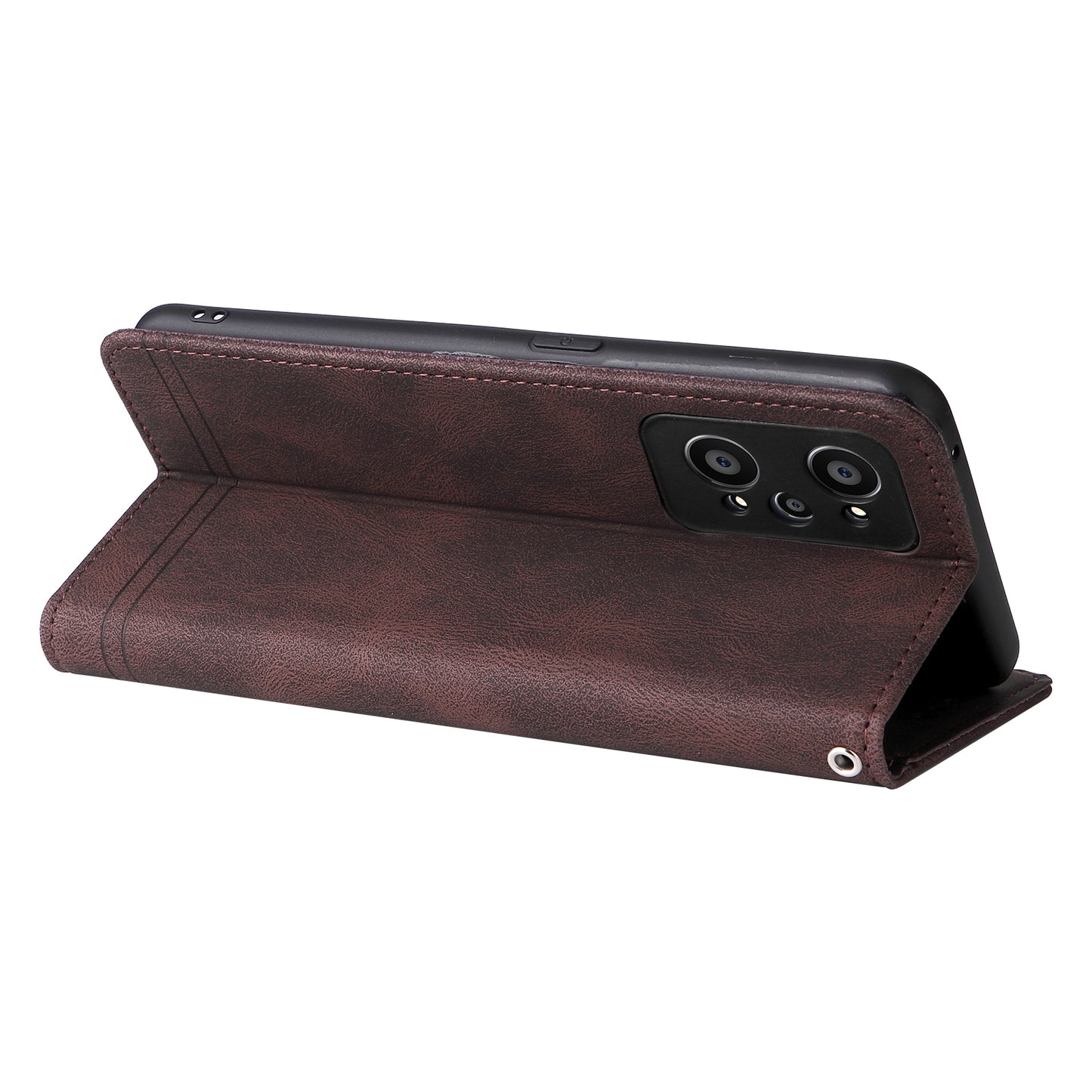 Retro Tree Pattern Metal Button Decor Stand Wallet PU Leather Phone Case Cover for Realme GT Neo2 5G/GT Neo 3T 5G