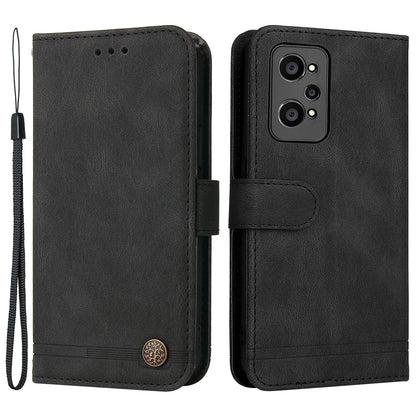 Retro Tree Pattern Metal Button Decor Stand Wallet PU Leather Phone Case Cover for Realme GT Neo2 5G/GT Neo 3T 5G
