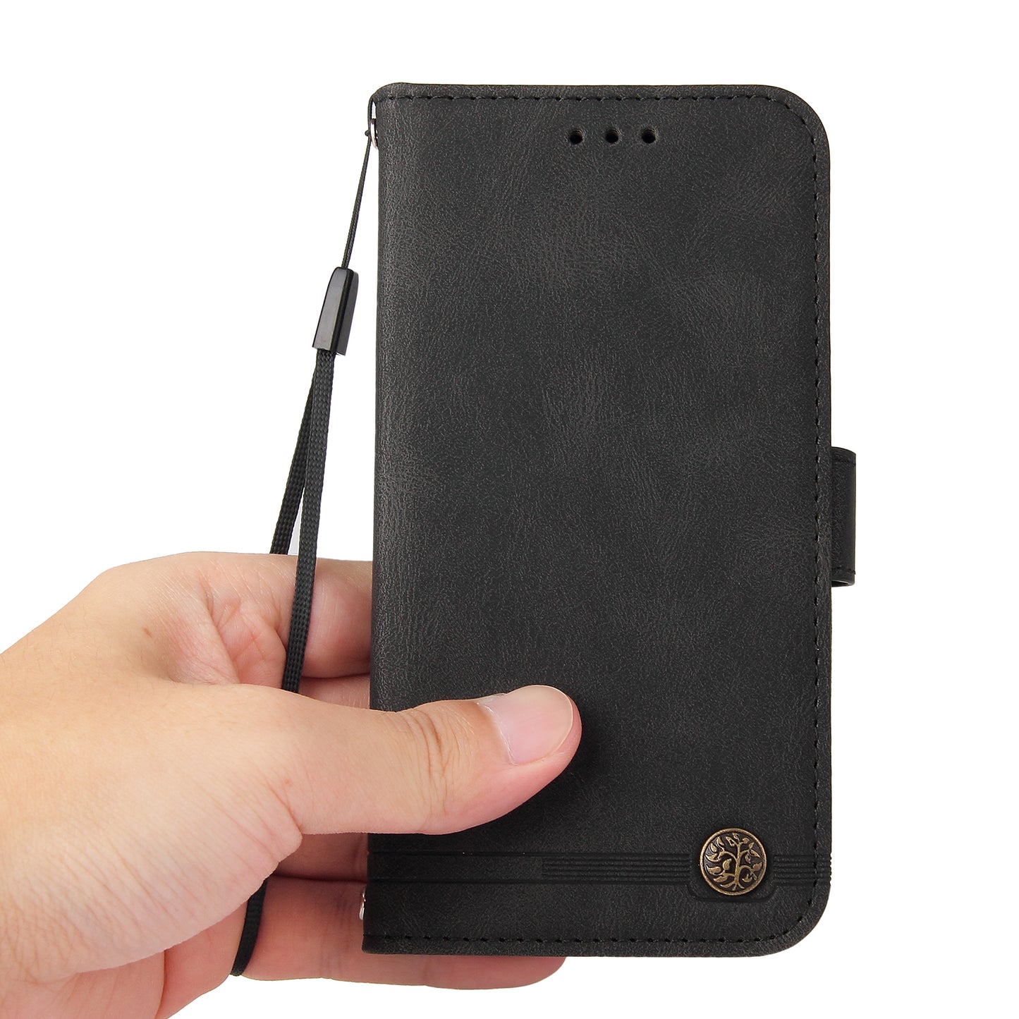 Retro Tree Pattern Metal Button Decor Stand Wallet PU Leather Phone Case Cover for Realme GT Neo2 5G/GT Neo 3T 5G