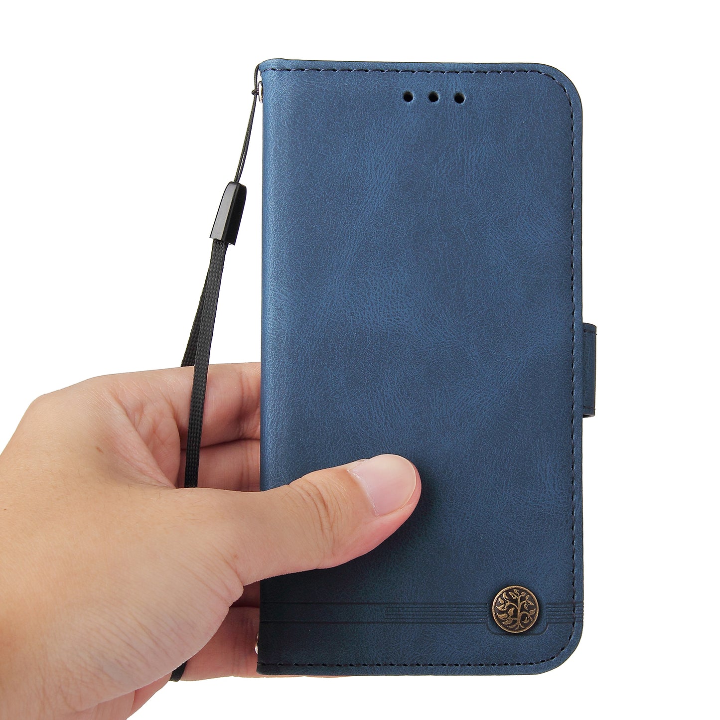 Retro Tree Pattern Metal Button Decor Stand Wallet PU Leather Phone Case Cover for Realme GT Neo2 5G/GT Neo 3T 5G