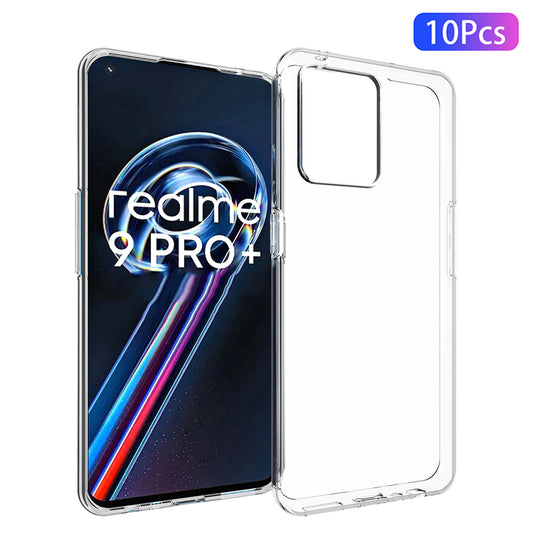10Pcs/Pack Watermark Resistant Case for Realme 9 Pro+, Drop Protection Soft TPU Transparent Back Cover