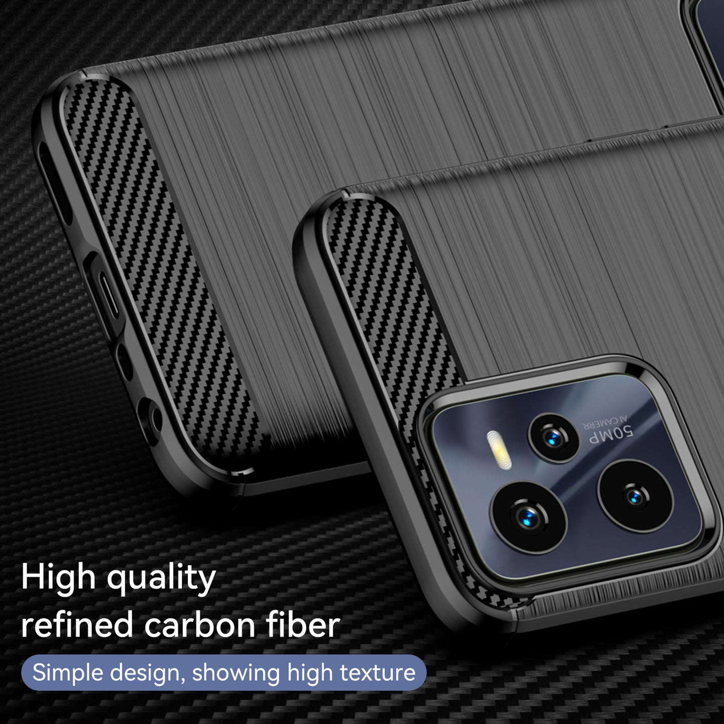 1.8mm Soft TPU Case for Realme C35, Carbon Fiber Texture Brushed Surface Phone Shell