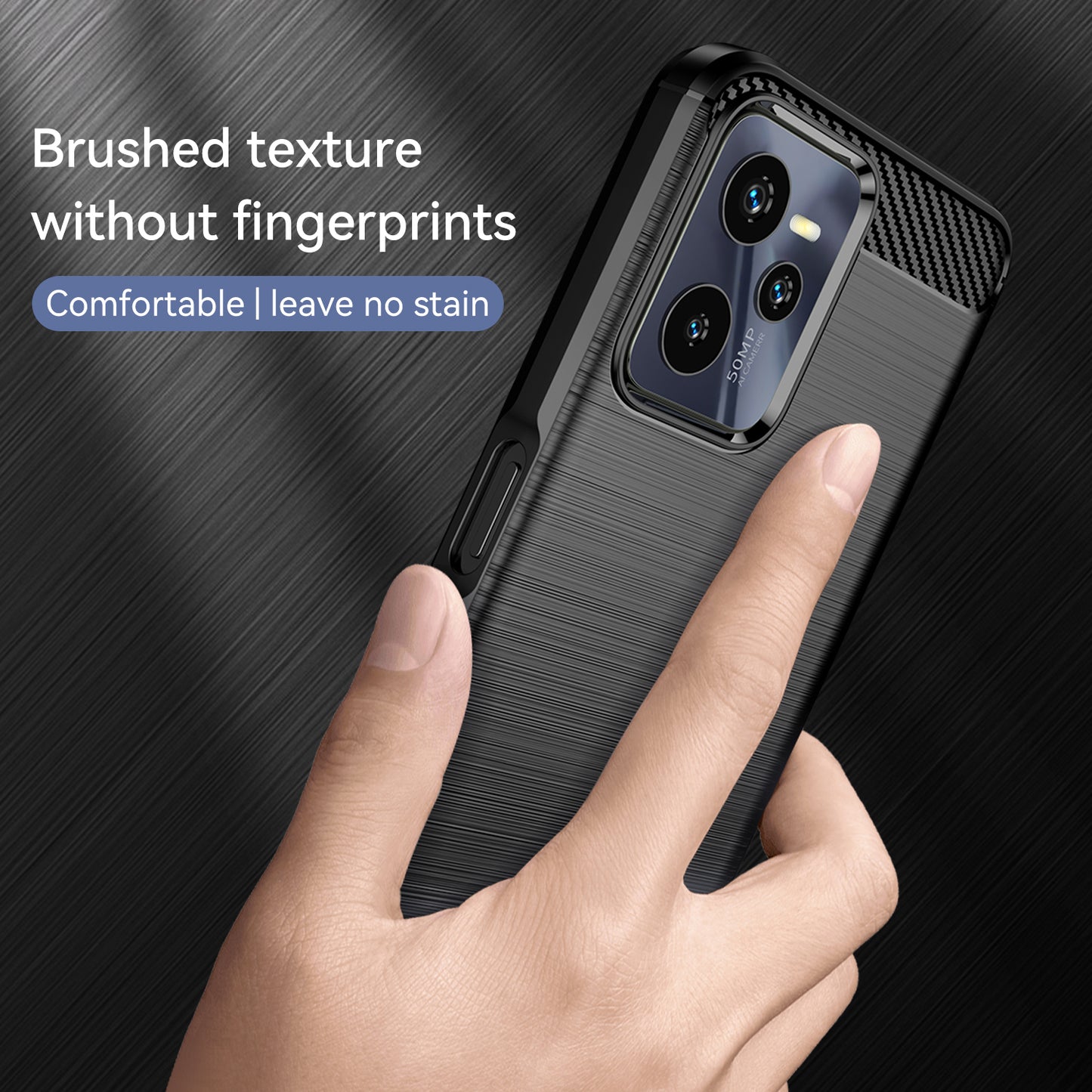 1.8mm Soft TPU Case for Realme C35, Carbon Fiber Texture Brushed Surface Phone Shell