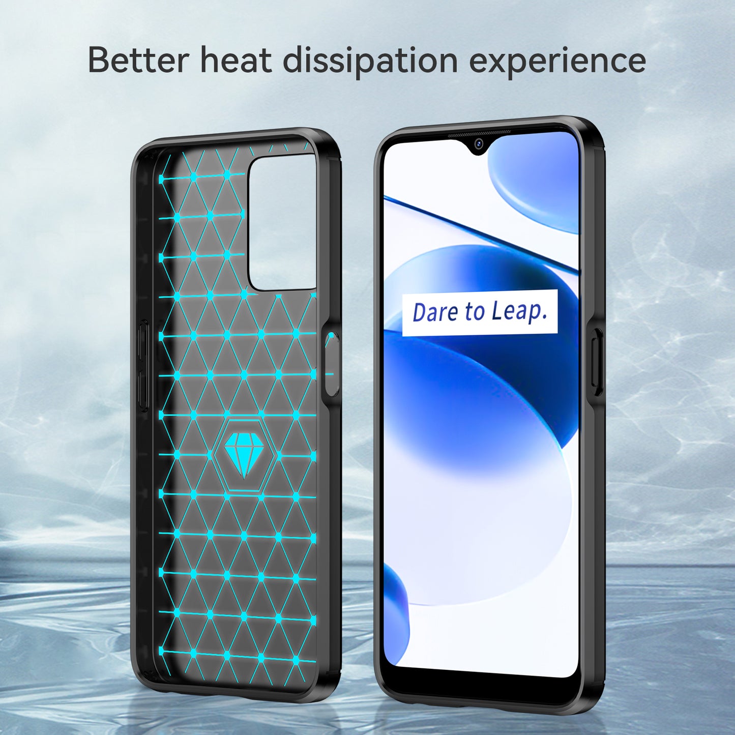 1.8mm Soft TPU Case for Realme C35, Carbon Fiber Texture Brushed Surface Phone Shell