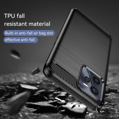 1.8mm Soft TPU Case for Realme C35, Carbon Fiber Texture Brushed Surface Phone Shell